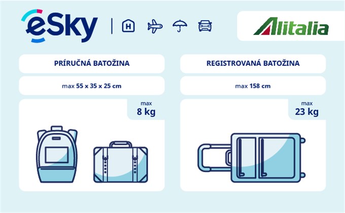 Batožina: rozmery a váhový limit - Alitalia