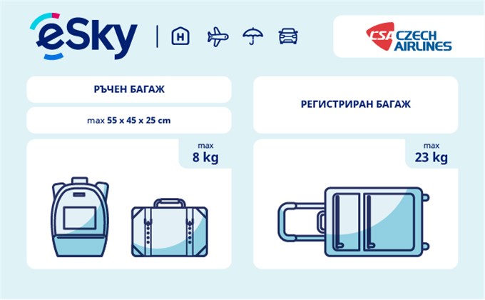 Тегло и размери на багажа - Czech Airlines
