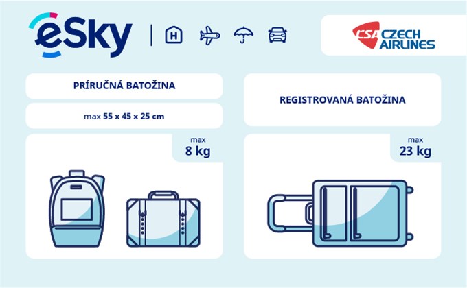Batožina: rozmery a váhový limit - ČSA Czech Airlines