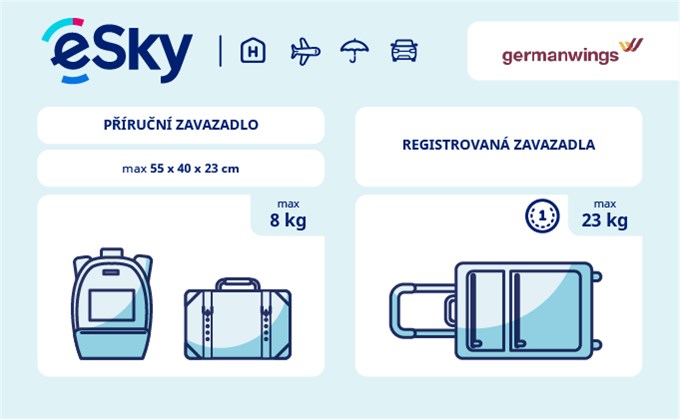 Zavazadla: omezení týkající se váhy a rozměrů - Germanwings