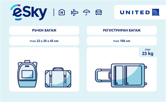 Тегло и размери на багажа - United Airlines